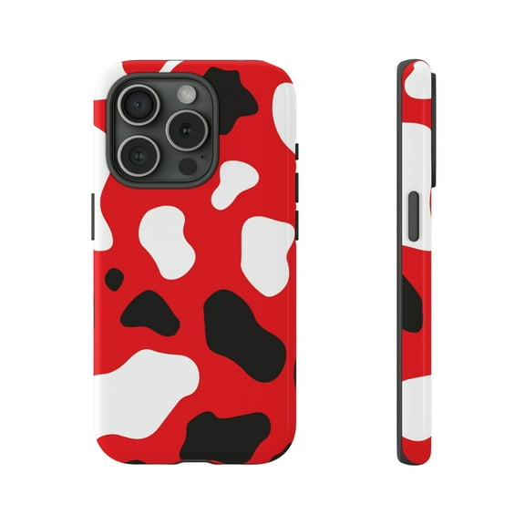 Red Cow Print Tough iPhone 15 Case-iPhone-Animal Print iPhone Case-iPhone