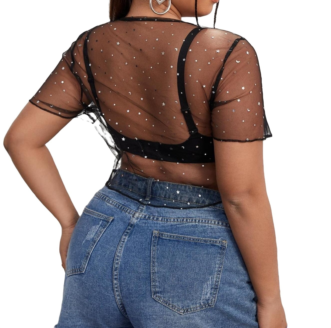 plain black mesh top