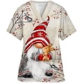 thumbnail image 4 of Blusa de algodón con cuello en V para hombre y mujer, ropa de trabajo con estampado navideño, uniforme médico, médico, enfermera, 4 of 5
