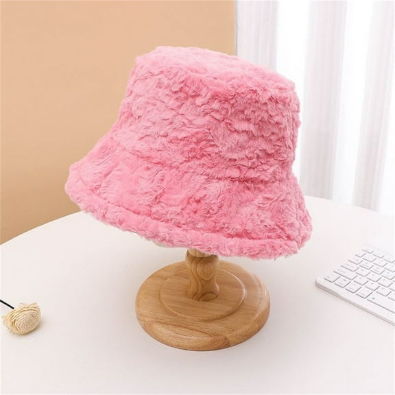 ZSQDM Women's Fuzzy Bucket Hat Solid Color Warm Plush Fisherman Hat Lei Feng Hat Women beanie Black Cowboy Hat Scarf ,Hat,& Gloves Caps for Women
