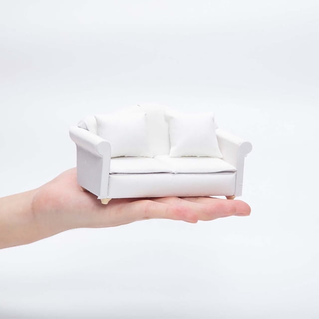 VINOIC Miniature Sofa Model, Small Floral Couch for Dollhouse Display Collectors