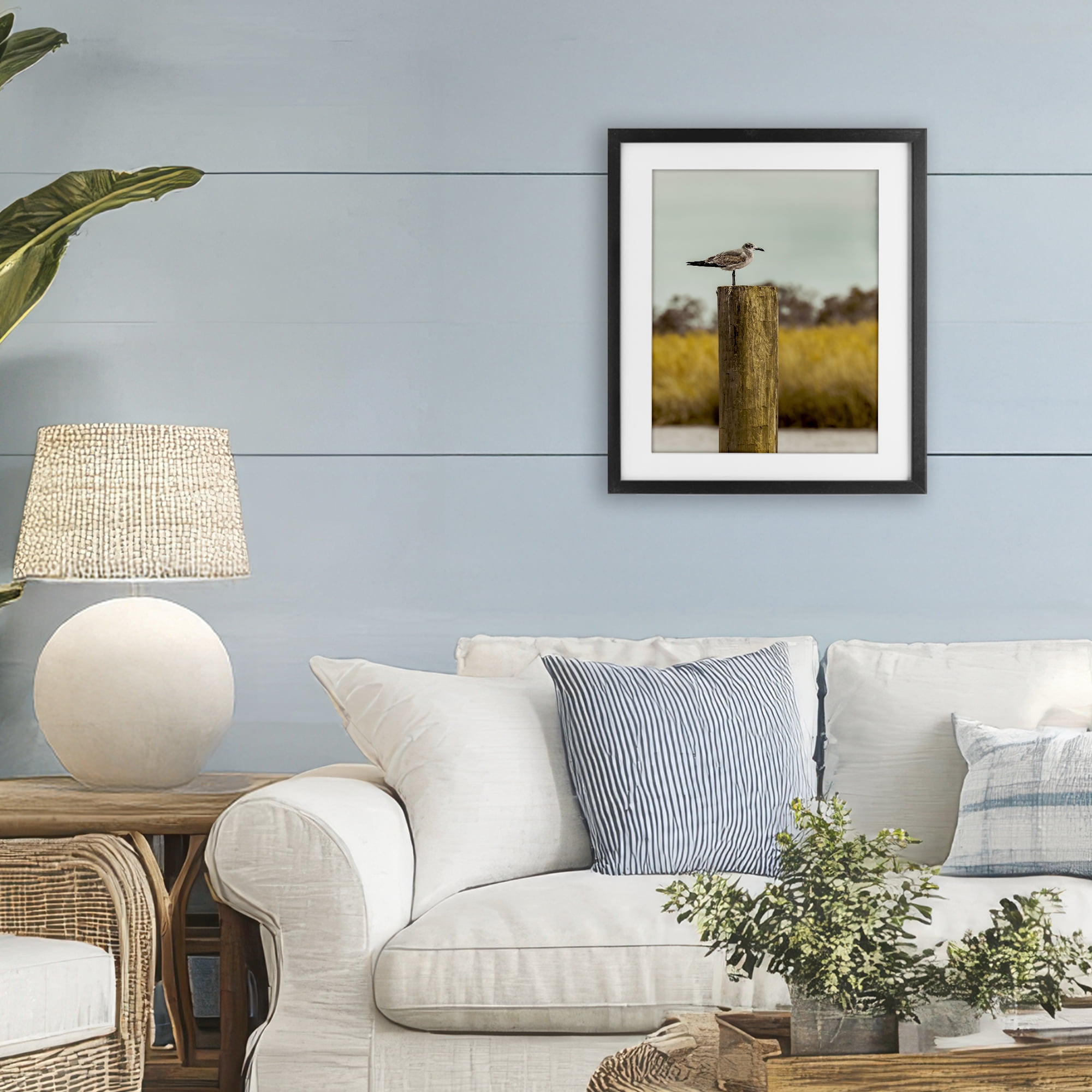 Stupell Industries Gull On Piling Black Framed Print Under Glass, design by Christy Berry