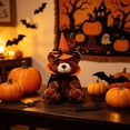 thumbnail image 4 of WYBXZ Brown Pumpkin Bear Plush, 11.81IN Soft Stuffed Animal, Lint-Free Halloween Plush Toy, Rustic Fall Harvest Home Decor Accent, 4 of 7