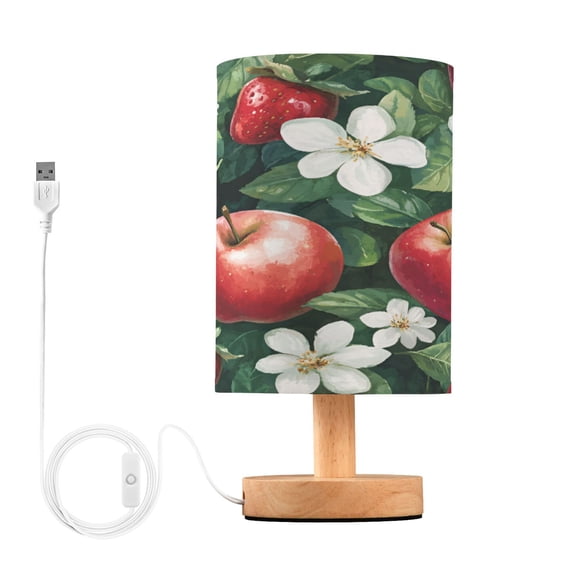 Yayeee Table Lamp for Bedroom Nightstand LED Portable Bedside Warm Light, Red Apple Pattern