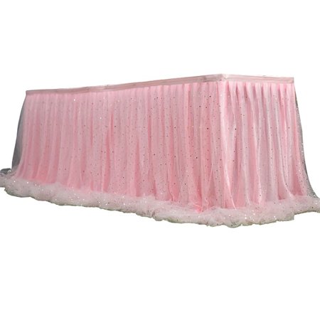 

2 Pack Tulle Table Skirt With Lining Fluffy Tutu Table Skirts Table Skirt For Birthday Outdoor Wedding Christmas Halloween Party Decorations-Pink A-1x0.75m