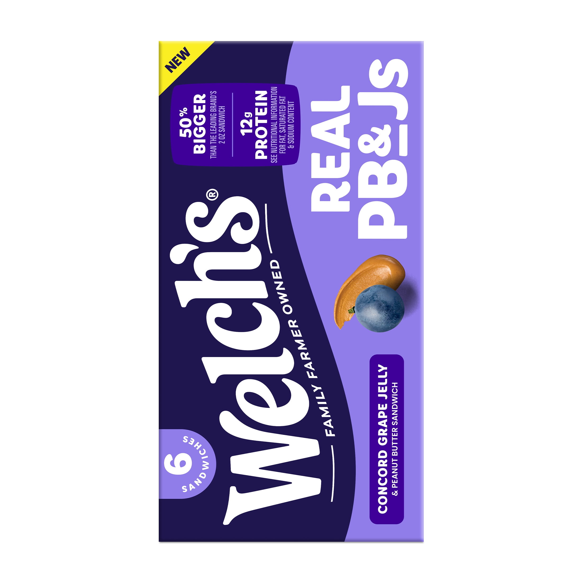 Welch's Real PB&Js 6pk / 3.1oz Concord Grape Jelly & Peanut Butter Sandwich