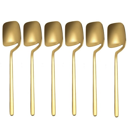 

VEAREAR Spoons 6Pcs Stainless Steel Kitchen Restaurant Coffee Tea Milk Dessert Ice Cream Spoons
