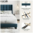 thumbnail image 6 of Amolife Queen Size Platform Bed with Wingback Headboard, Square Stitched Style, Blue, 6 of 8