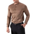 thumbnail image 2 of Fall Dress Shirt for Men Fashion Stripe Button Down Shirts Long Sleeve Casual Turndown Collar Tops Loose Office Tee, 2 of 7