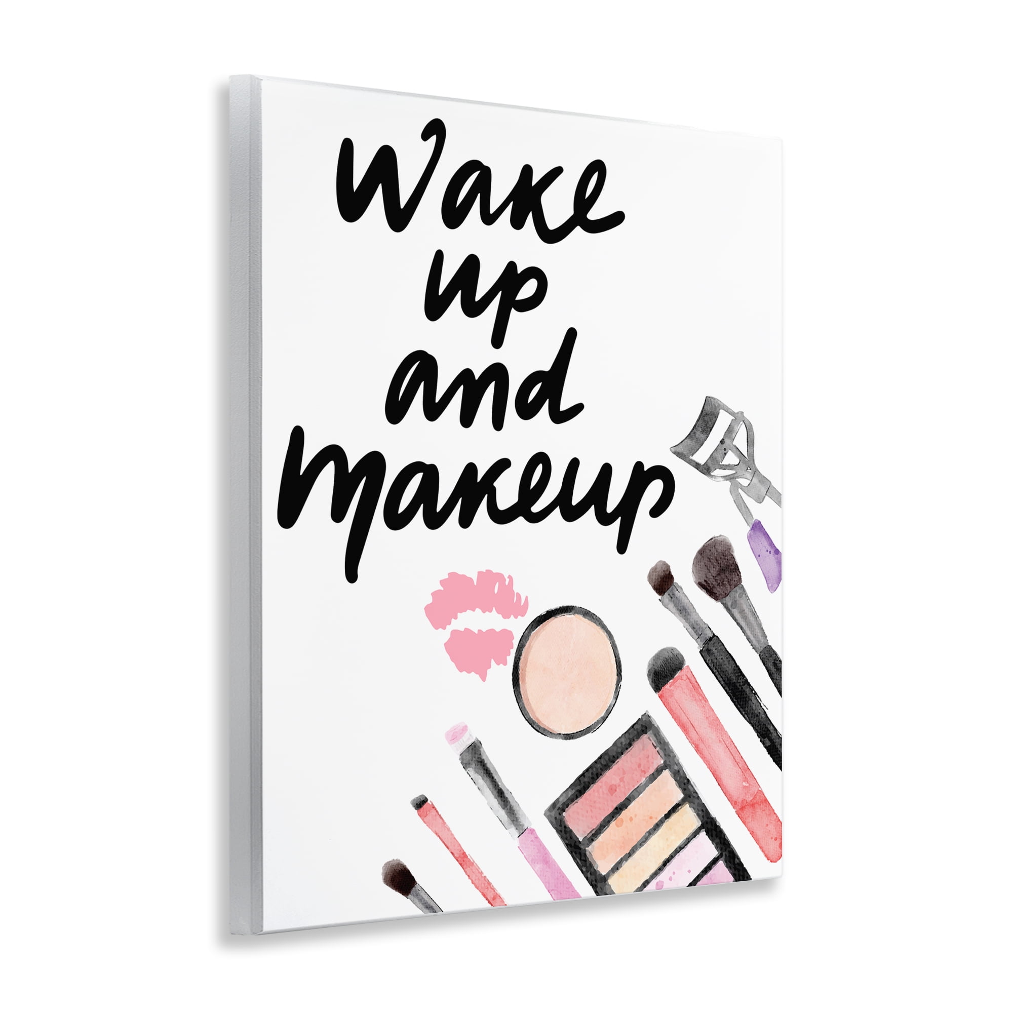 Stupell Industries Wake Up & Makeup Wall Plaque Art, design by Jesse Keith