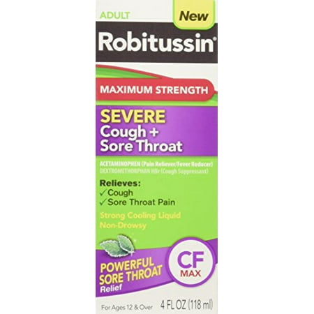 3 Packs Robitussin Max Strength Severe Cough + Sore Throat CF Max 4oz