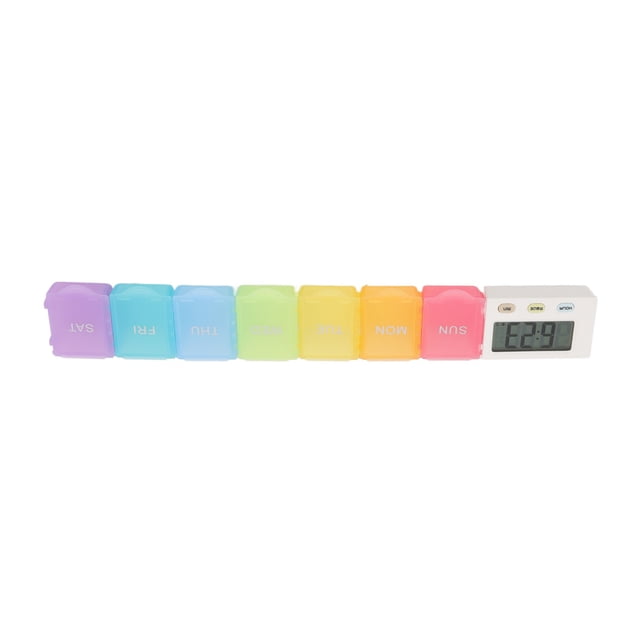 Electronic Medicine Box, Alarm Reminder Safe Large Capacity Clear Marking Food Grade Plastic Detachable Portable Tablet Box With Timer For Travel 7 Grids,4 Grids