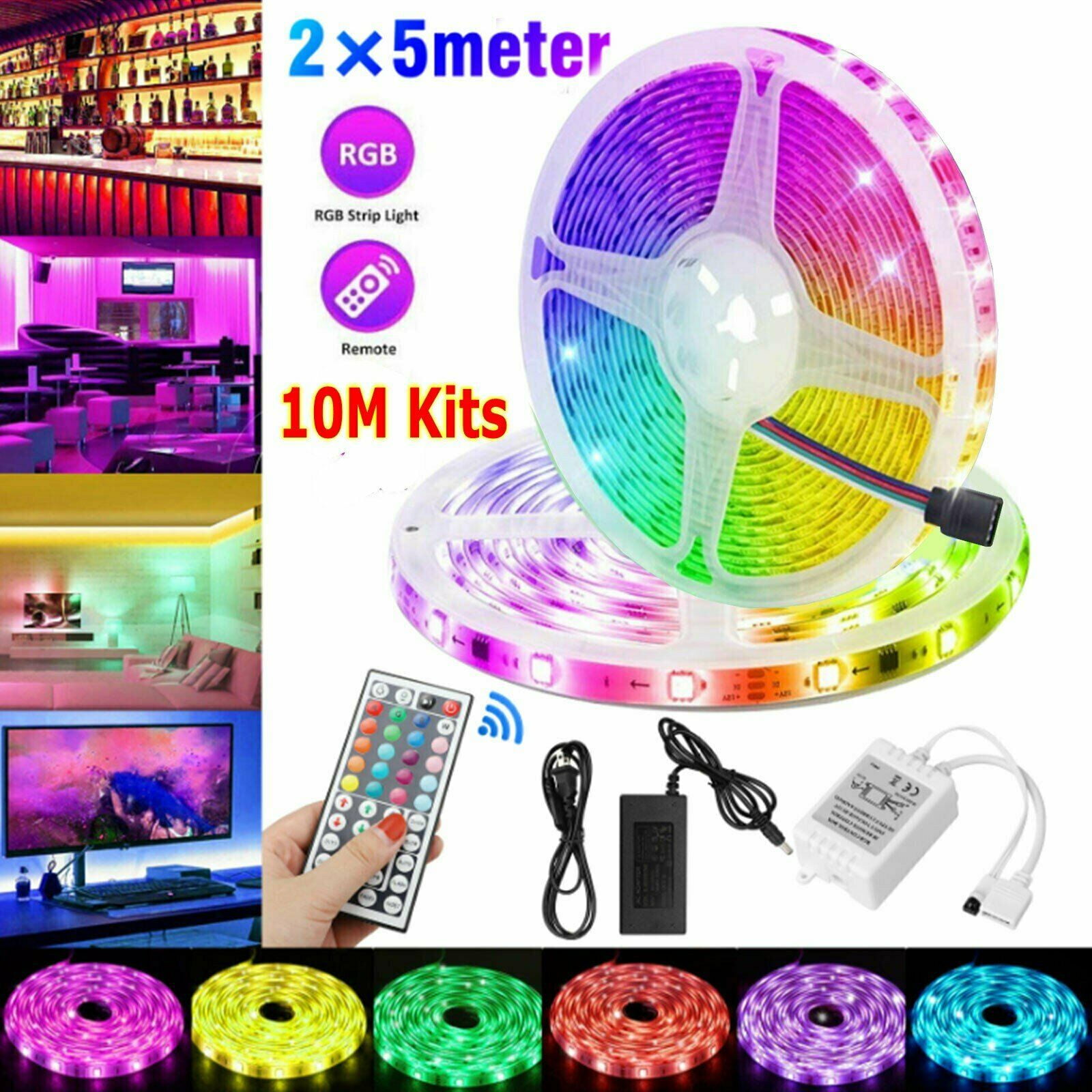 49.2ft 32.8ft RGB 300LEDs 3528 LED Strip Light SMD+44Key Remote+12V Power Kit