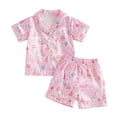 thumbnail image 1 of Ketyyh-chn99 Kids Girls Pajama Set Silky PJS Button-Down Childrens Comfortable Breathable Short Sleeved Clothes Cute Cartoon Pattern Pajama Set Size for 2-3 Years,Red, 1 of 3