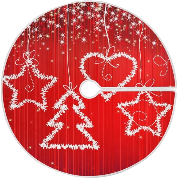 FMSHPON Red Christmas Snowflake Sparkle Xmas Christmas Tree Skirt Stand Mat for Holiday Party Decoration Indoor Outdoor 36 inches