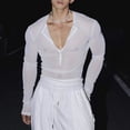 thumbnail image 6 of Daiosportswear Men's Deep V Neck Sheer T-Shirt Slim Fit See Through Muscle Tee Shirts Long Sleeve Stretch Clubwear Tops White XL, 6 of 7