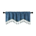 thumbnail image 2 of Honeeladyy Soft Tassles Valance Curtains, Solid Color Elegant Valances for Kitchen Bedroom Living Room, 1 Piece Light Blue Rod Pocket Short Window Valance, 59.06x15.75 in, 2 of 6