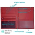 thumbnail image 2 of Red RFID Blocking Genuine Leather Travel Passport Wallet Holder, 2 of 11