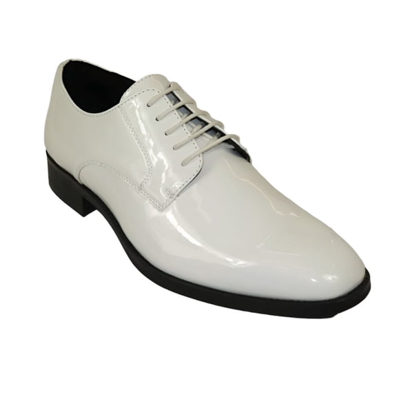 Men Santino Luciano Formal Dress Shoes Patent Leather Shiny Lace up C532 White
