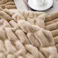 thumbnail image 4 of Cream Faux Fur Throw Blanket, Double Side Ruched Rabbit Fur Blanket for Couch, Bed, Super Soft Cozy Fuzzy Mink Blanket, 50"x60"(Ivory), 4 of 10