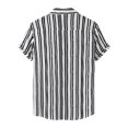 thumbnail image 4 of Blusa informal de manga corta con estampado de rayas y botones para la playa para hombre Pompotops  oipoqjl48333, 4 of 9