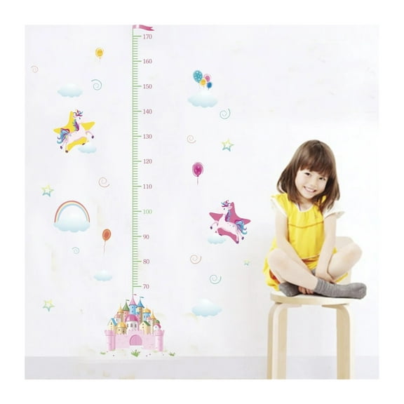 Cartoon Unicorn Height Measure Wall Stickers For Kids Rooms Growth Chart Wall Decals Children Nursery Bedroom Decor Mural Gift