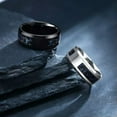 thumbnail image 3 of 316L Stainless Steel Gold Black Silver Band 8MM Mens Carbon Fiber Ring Size 7-12, 3 of 8