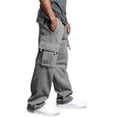thumbnail image 6 of Cargo Sweatpants for Men Open Bottom Baggy Sweatpants Cozy Straight Leg Sweat Pants with Pockets Hiking Casual Athletic Pants Light Gray 2XL, 6 of 7