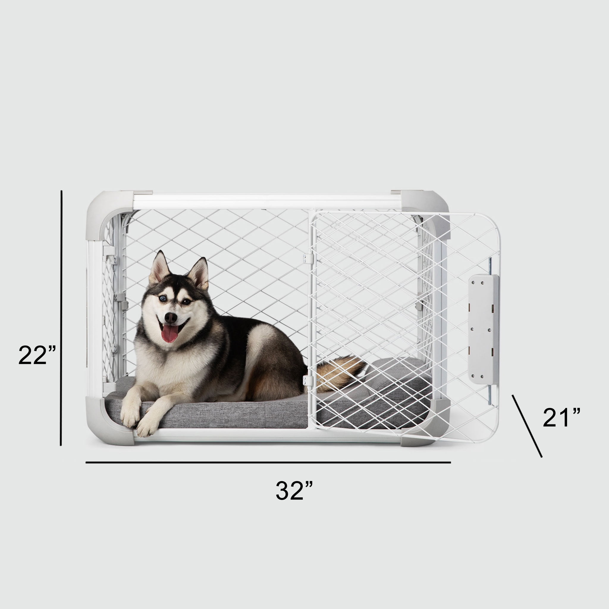 DIGGS Evolv Dog Crate, Safe, Durable Kennel with Removable Ceiling Panel and Modular, Ash, 29.1"