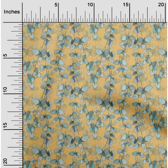 oneOone Georgette Viscose Pale Orange Fabric Leaves Watercolor Quilting Supplies Print Sewing Fabric By The Yard 42 Inch Wide