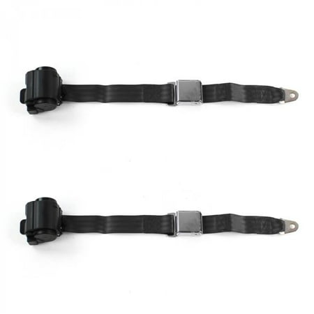 SafeTBoy Airplane 2 Point Black Retractable Bucket Seat Belt Kit for Chevy Corvair 1960-1969 - 2 Belts