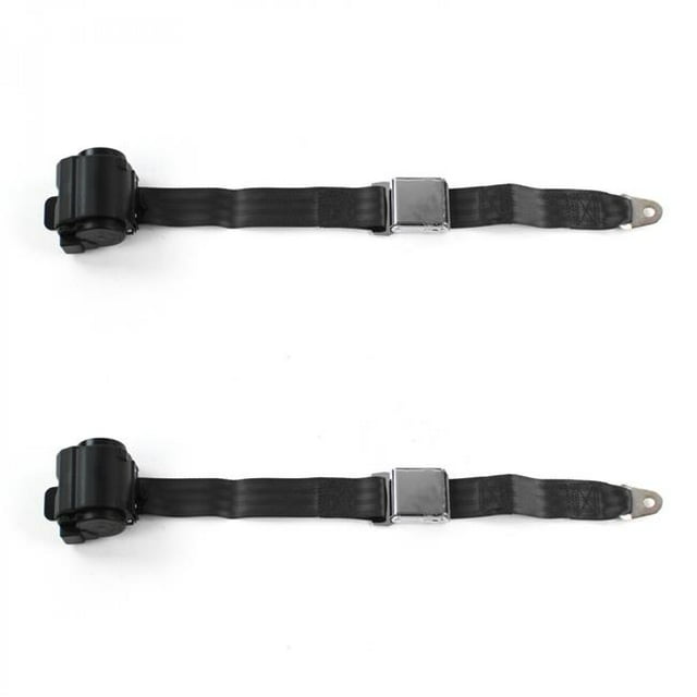 Ford 1949-1951 Airplane 2 Point Black Retractable Bucket Seat Belt Kit - 2 Belts