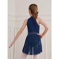 thumbnail image 4 of Alvivi Kids Girls Rhinestones Sleeveless Mock Neck Ice Skating Ballet Latin Dress Leotards Navy Blue 12, 4 of 7