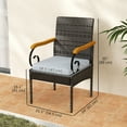 thumbnail image 3 of Outsunny Set of 2 Wicker Rattan Outdoor Patio Dining Chairs, Light Grey, 3 of 10