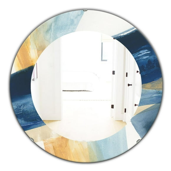 Designart 'Indigo Panel I' Modern Mirror - Oval or Round Wall Mirror - 24x24