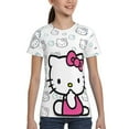 thumbnail image 5 of Hello Kitty T Shirts For Girls Boys, 3d Print Cartoon Graphics T Shirt, Youth Crewneck T-Shirt, Unisex Short Sleeve Top Tees Age 4-16 Years, 5 of 7