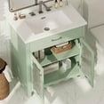 thumbnail image 5 of Resenkos 31" Modern Bathroom Vanity with Tempered Glass, Rubber Wood Legs, Soft-Close Doors - Green, 5 of 20