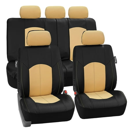 FH GROUP Perforated Leatherette Full Set Car Seat Covers Airbag Ready & Split Bench Function,