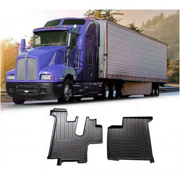 Black Heavy Duty Truck Floor Mat Compatible w/ T440(2011-2021), T470(2011-2021), T600(2006-2007), T660(2007-2017), T800(2006-2021), W900(2006-2021) - TVP, 2-Pcs Set