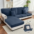 thumbnail image 2 of Sanmadrola Couch Covers Velvet Sofa Cushion Cover Stretch Machine Washable Universal Slipcover Furniture Protector for Couches Sectional Sofas, Aegean Blue, 2 of 8