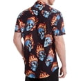 thumbnail image 2 of Men's flame stylish 3D printed graphic short sleeve shirts casual fashion print button down shirt, 2 of 13