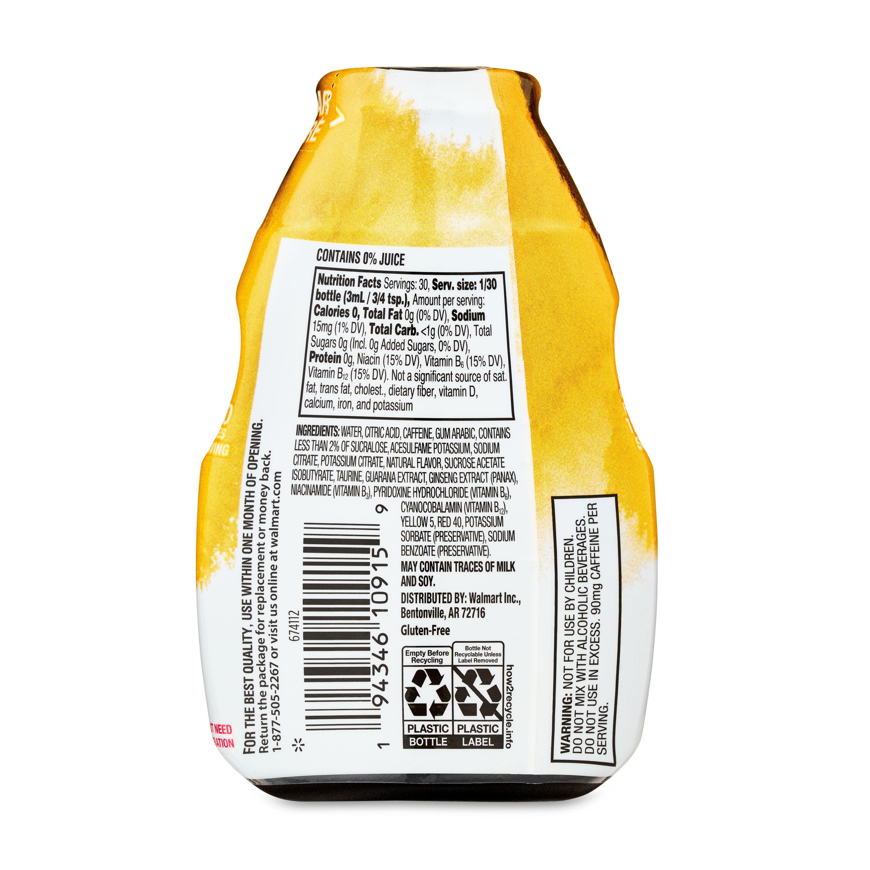 Great Value Strawberry Pineapple Energy Drink Enhancer, 3.11 fl oz Bottle