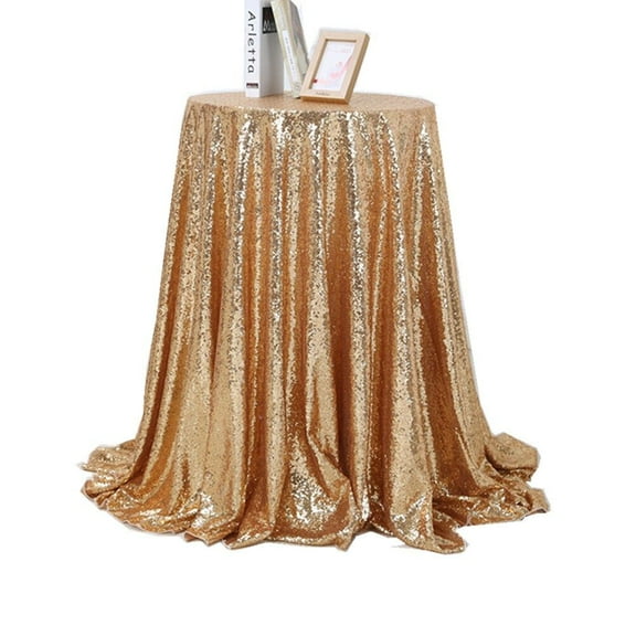 Golden Sparkly Sequin Tablecloth 0.8 x 0.8M Glitter Table Cover for Wedding Party Banquet Decoration