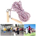 thumbnail image 4 of Corde à sauter multijoueur en coton avec manche en bois, pour entraînement scolaire, rouge et bleu, 5 m/16,40 pi, 4 of 4
