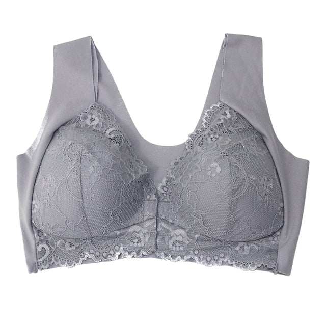 Sonducket Cierre frontal Beauty Back Cómodo moldeador Push Up Seamless Beauty Back Sports Bra, Womens Casual Comfort Lace Ropa interior Gris 6XL