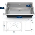 thumbnail image 2 of 30x19 In Undermount Single Bowl Kitchen Sink with Drainboard 16 Gauge 304 Stainless Steel 10 In Deep with Grid and Drain Kit, 2 of 7