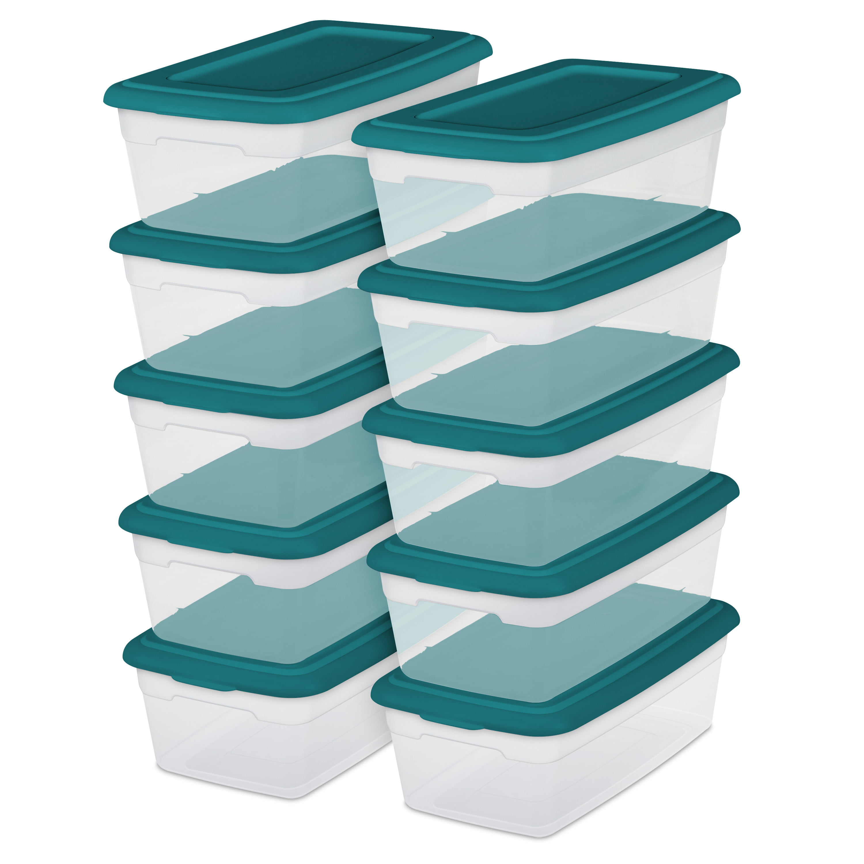 Sterilite Stackable 6 Qt Storage Box Container, Clear, Marine Blue Lid (60  Pack), 60 pc - Foods Co.
