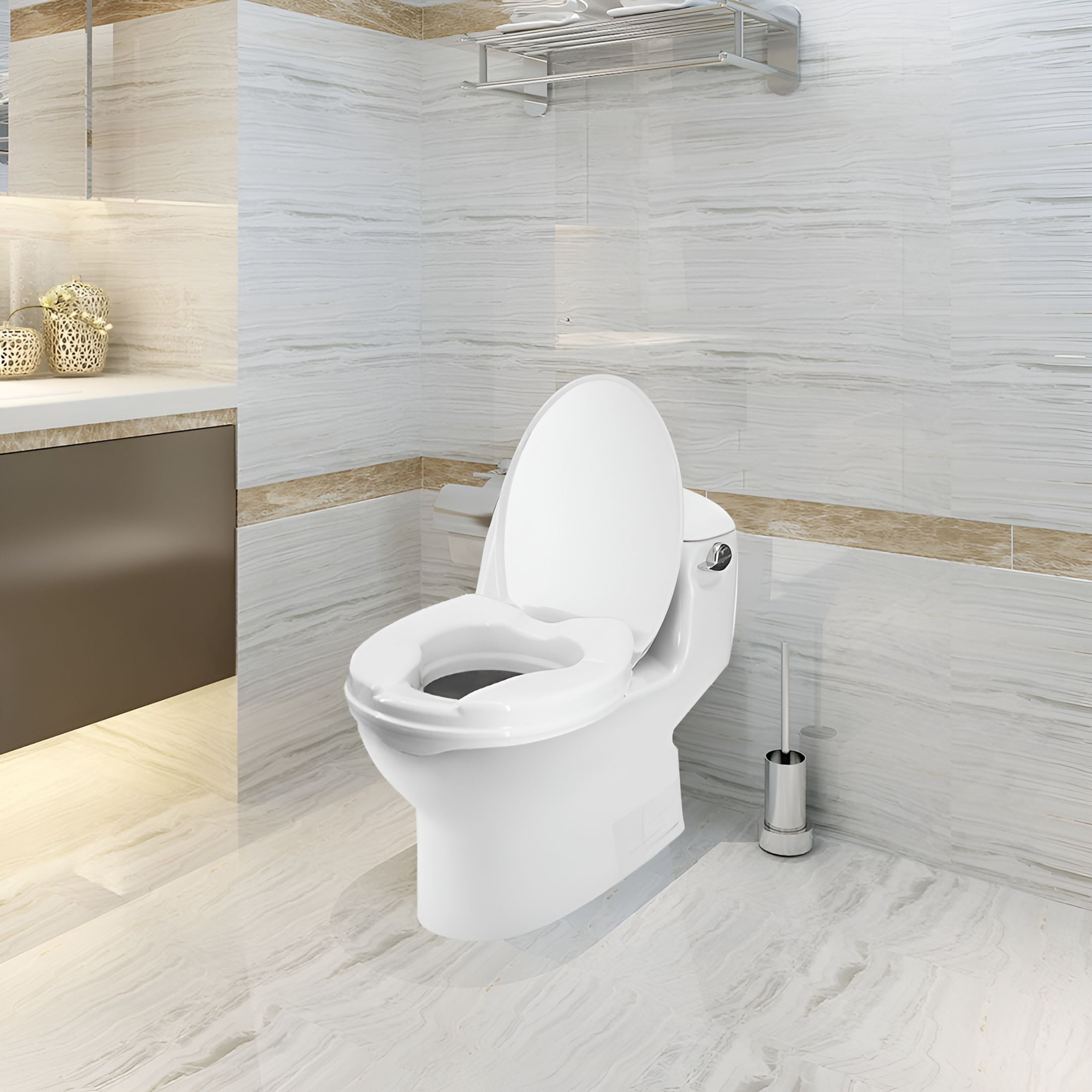 XIRQI Raised Toilet Seat 300 Lbs Heavy Duty Elevated with Tightening Clamps for Most