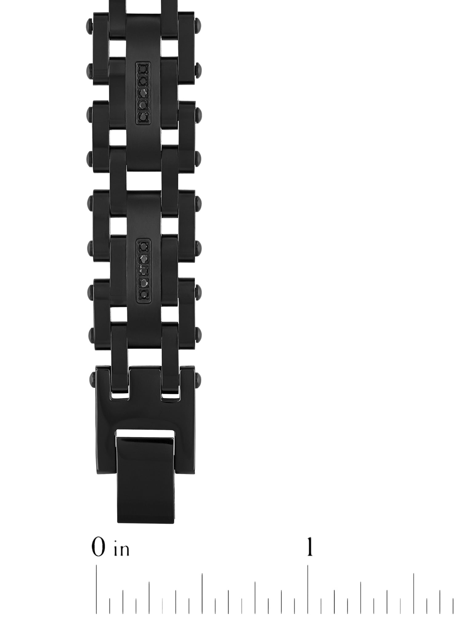 Men's 0.15 ctw Black Diamond Black Finish Steel Link Bracelet