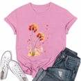 thumbnail image 2 of NAMTYQX Summer Tops Bedruckte Breathable Baggys Graphic Lightweight Round Neck Hawaiian Short Sleeve Plus Size Womens Graphic Tees Pink Size 2XL, 2 of 4